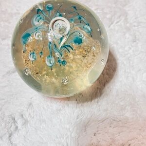 Glass peacock Paperweight vintage 2X2.5